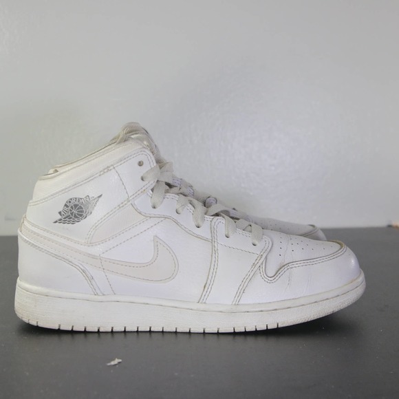Jordan Shoes - Nike Air Jordan 1 Mid White Women's Sneakers 003603 Size 5.5youth/7womens